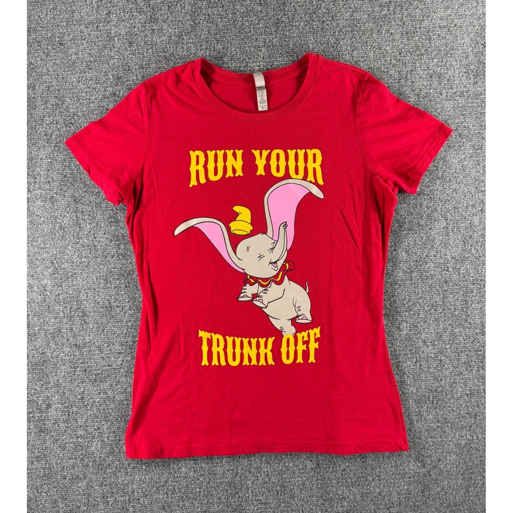 Disney Dumbo Run Your Trunk Off Red Graphic T-Shirt XL Womens Short Sleeve Tee